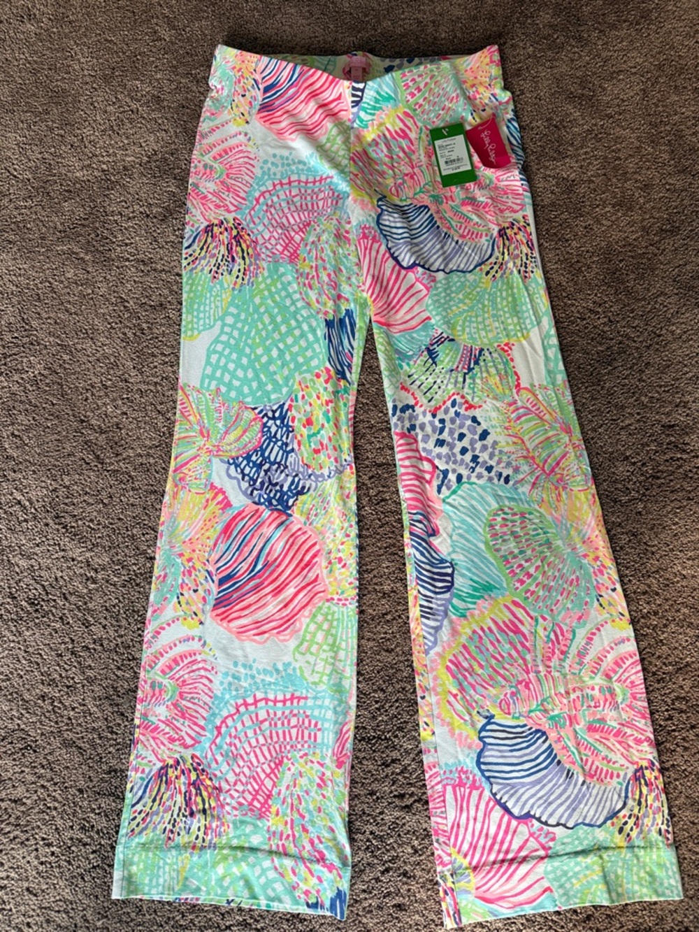 Lilly Pulitzer Palazzo Pants. Tropical Print in Pink, Blue, Green, Yellow